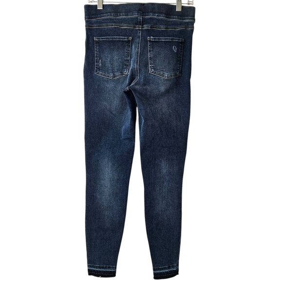 SPANX Distressed Ankle Skinny Pull On High Rise Jeans Raw Hem Size M - Picture 3 of 10
